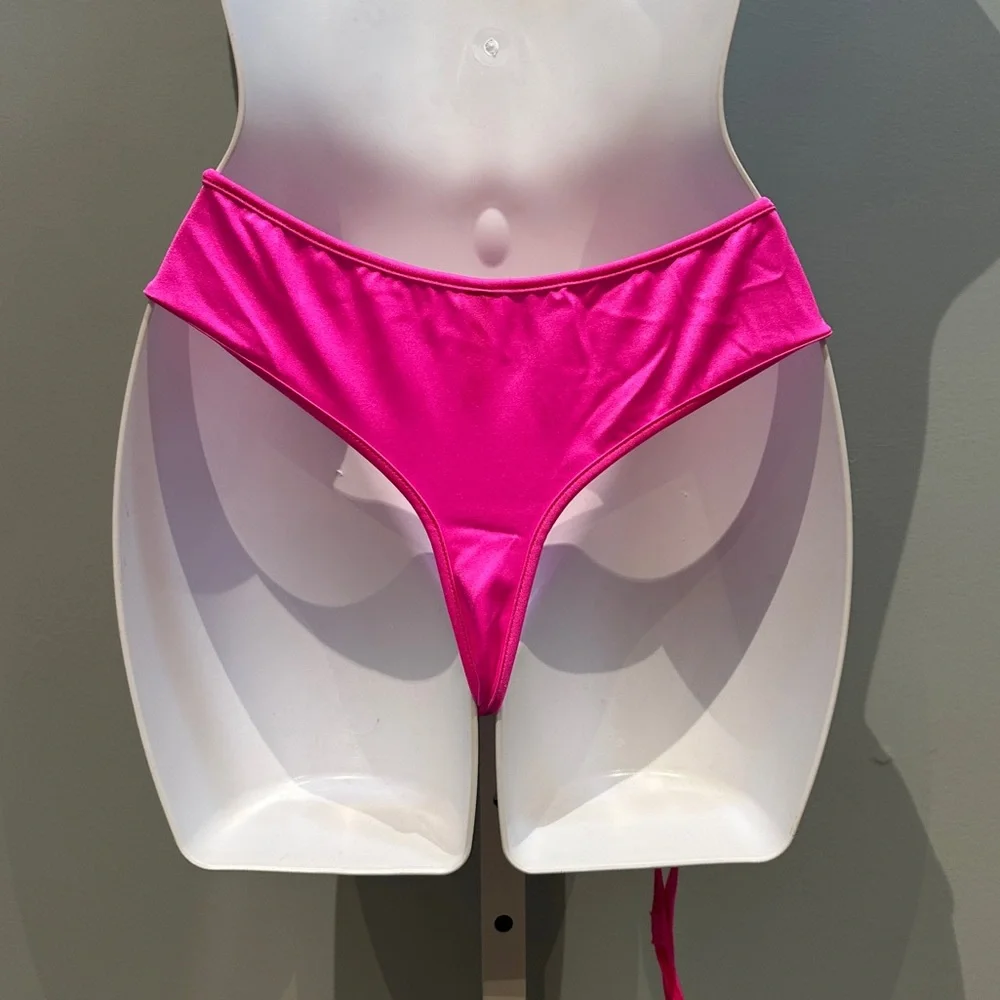 Roma Neon Pink Intimate Garter Panty Medium NWOT MISSING one strap